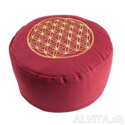 Fleur de vie coussin de méditation rouge Berk