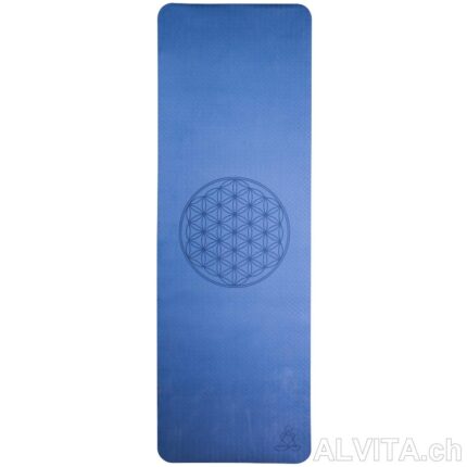Yogamatte dunkelblau-hellblau mit Blume des Lebens