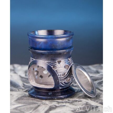 Lampe aromatique Nœud celtique avec tamis, stéatite bleue