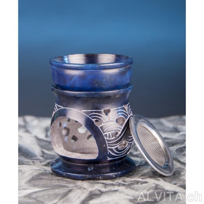Aromalampe Keltischer Knoten mit Sieb, Speckstein blau Aromalampe Keltischer Knoten mit Sieb, Speckstein blau