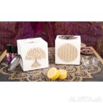 Lampe aromatique Fleur de vie avec tamis, carré Marbre