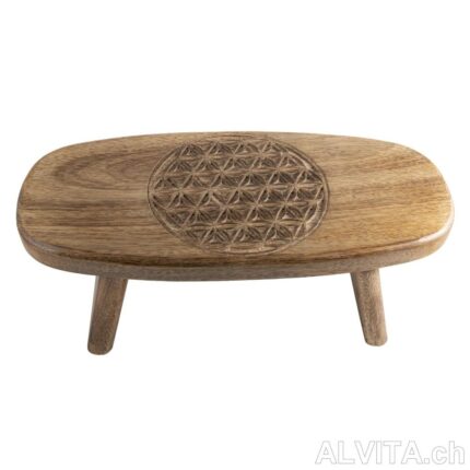 Tabouret de méditation Fleur de vie Bois de manguier