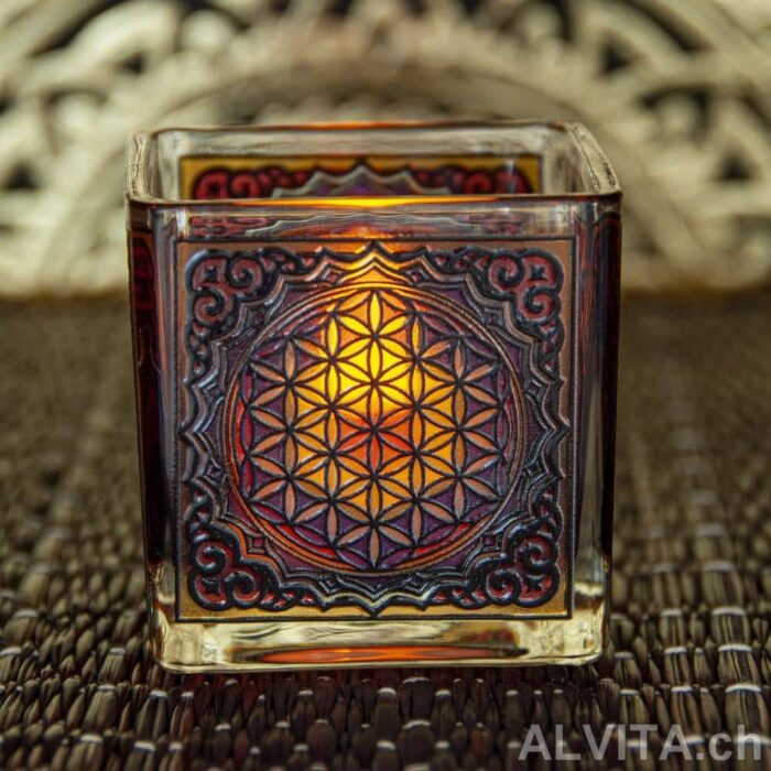 Blume des Lebens Teelichtglas