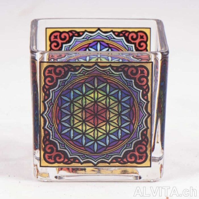 Teelichtglas - Blume des Lebens