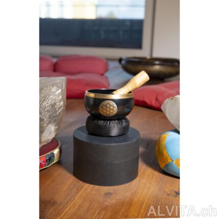 Set de bols chantants Fleur de vie noir - or