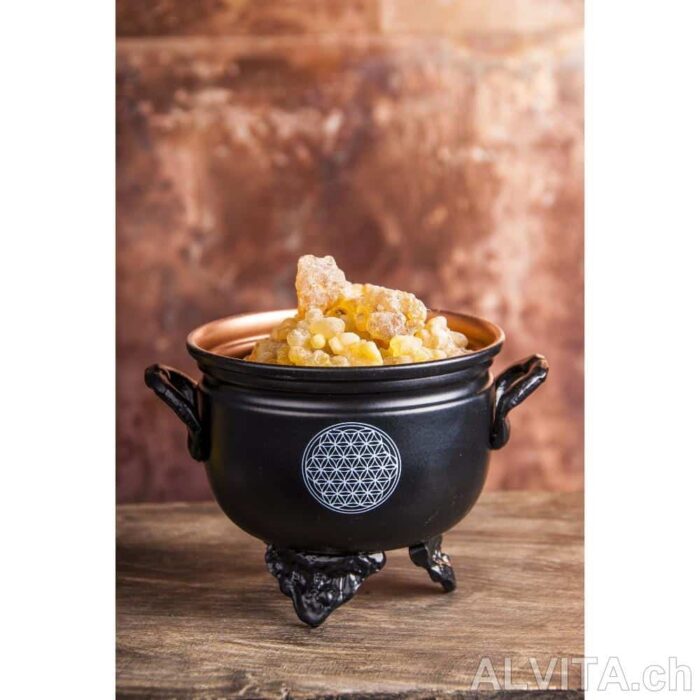 Räuchergefäß Caldron Blume des Lebens Eisen mit Gusshenkel