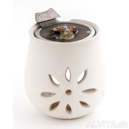 Encensoir en terre cuite avec tamis et brosse en acier inoxydable