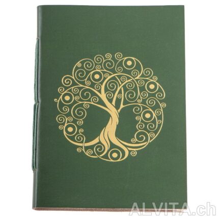 Cahier d'écriture avec arbre de vie or-vert