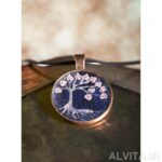 Arbre de vie, peint à la main avec chaîne en coton ciré