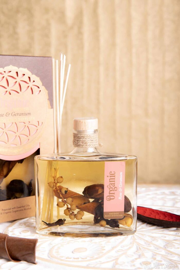 Diffuseur à bâtonnets biologique à la rose et au géranium – Image 2