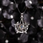 Pentagramm in Mondsichel Anhänger mit Labradorit