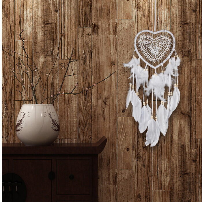 Traumfänger weiss mit Herz im indianischen Style – Bild 2