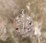 Anhänger Elfenbaum mit Chakrasteinen925 Sterling Silber
