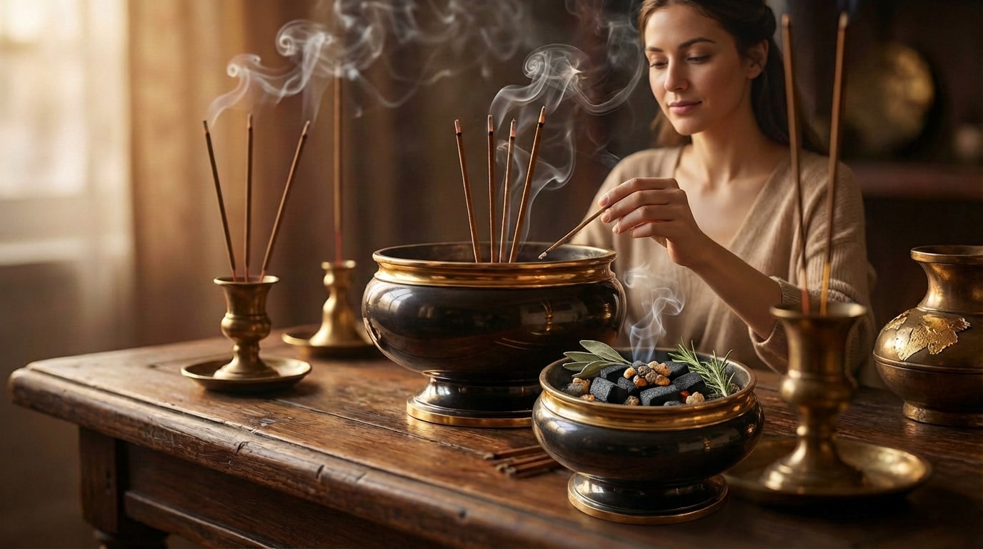 Räuchern im alltag Frau am Räuchern