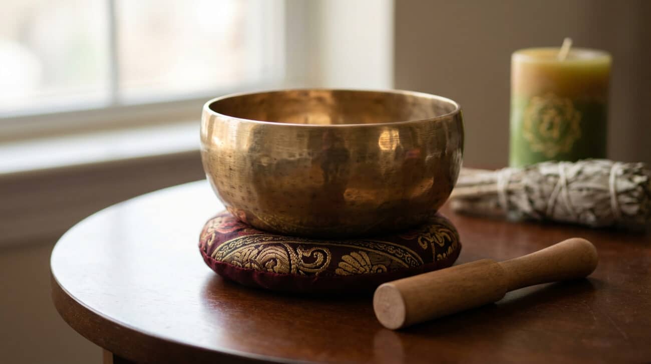 Klangschalen Set auf Tisch