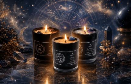 Wunderschöne Zodiac Kerzen in einer astrologischen Umgebung
