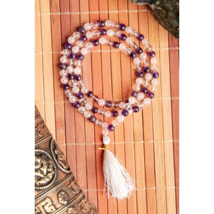 Mala Geistige Balance aus Rosenquarz, Amethyst und Bergkristall