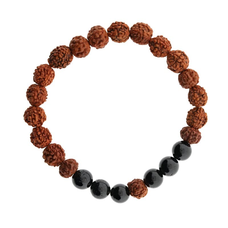 Rudraksha Armband mit schwarzem Turmalin