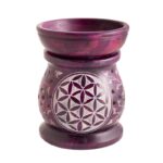 Aromalampe & Siebgefäss Blume des Lebens – Speckstein violett