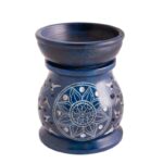 Aromalampe &amp; Siebgefäss Mandala – Speckstein blau